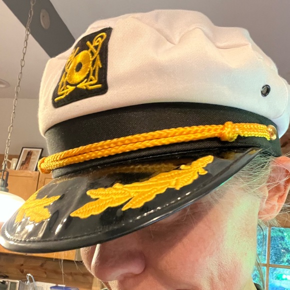 Captains HAT ship yacht SnapBack yellow embroidery anchor roping emblem on brim - Picture 5 of 16